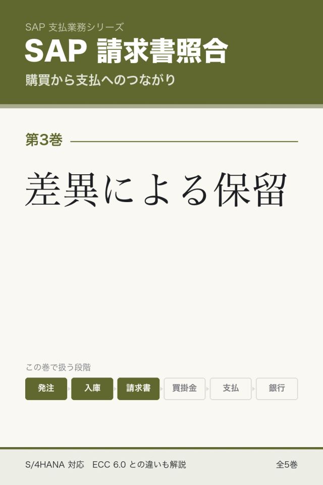 「SAP請求書照合 差異による保留」の表紙