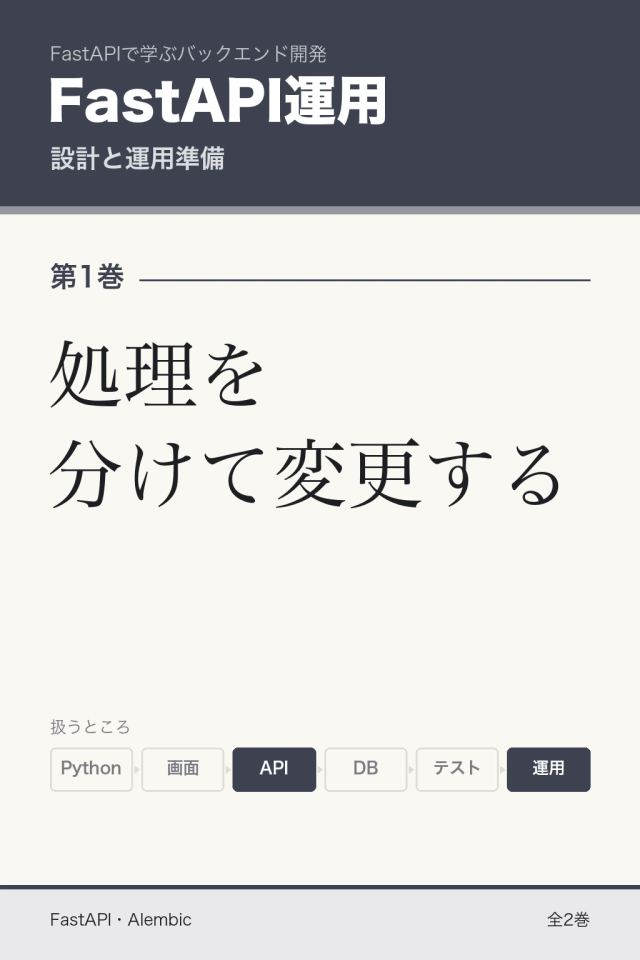 「FastAPI運用 処理を分けて変更する」の表紙