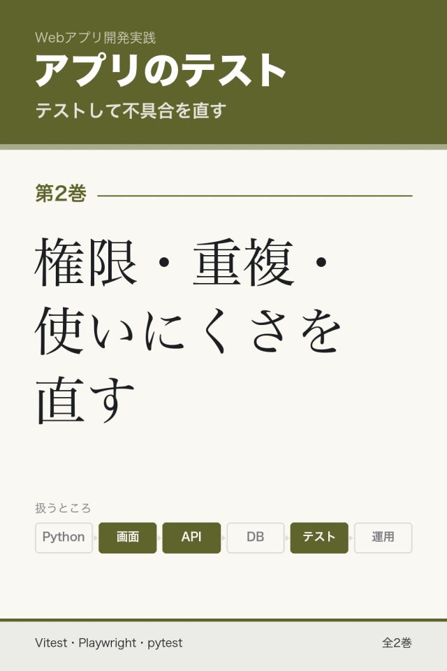 「アプリのテスト 権限・重複・使いにくさを直す」の表紙
