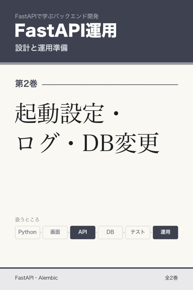 「FastAPI運用 起動設定・ログ・DB変更」の表紙