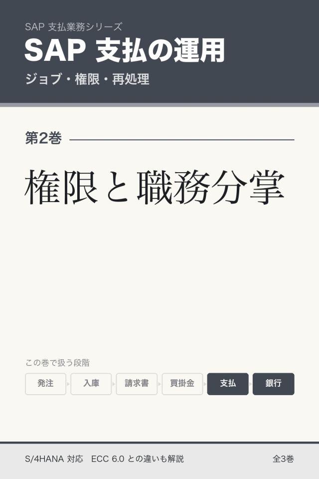 「SAP支払運用 権限と職務分掌」の表紙