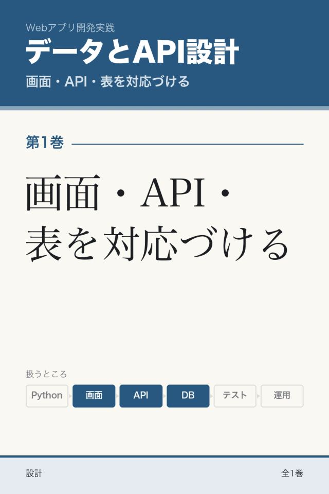 「データとAPI設計 画面・API・表を対応づける」の表紙