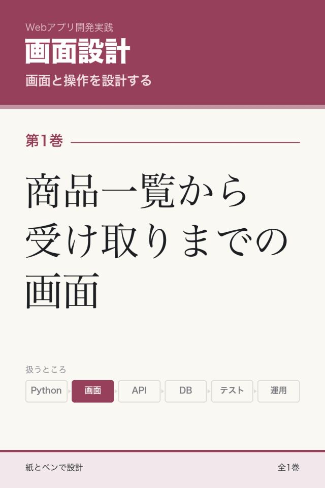 「画面設計 商品一覧から受け取りまでの画面」の表紙