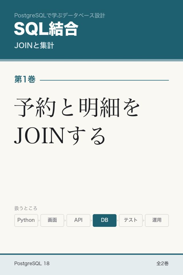 「SQL結合 予約と明細をJOINする」の表紙