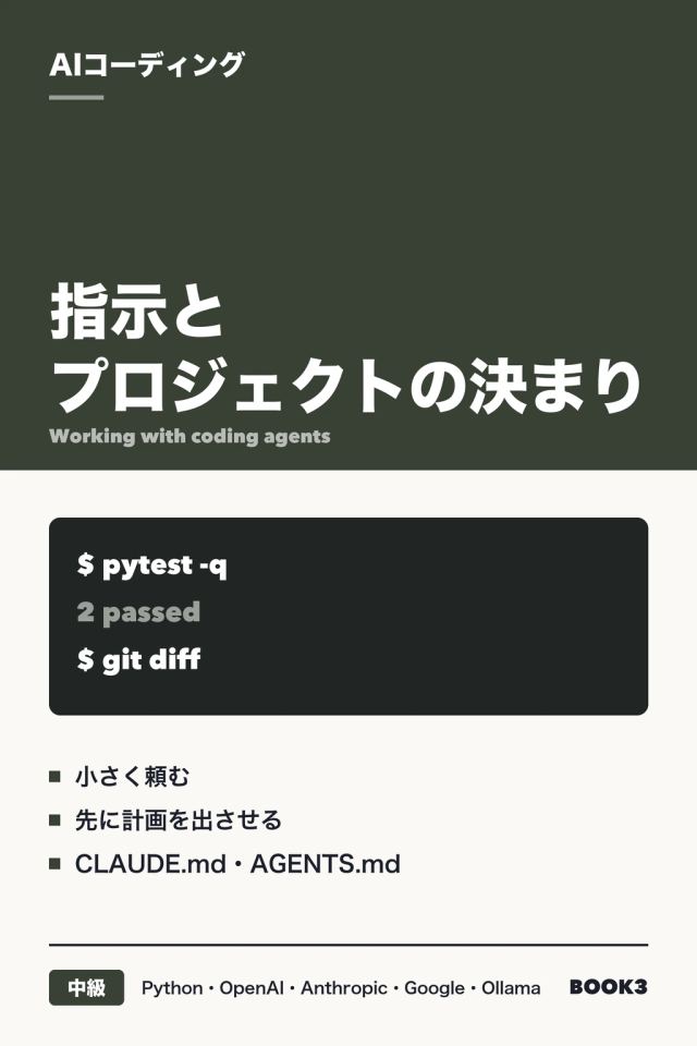 「AIコーディング 指示とプロジェクトの決まり」の表紙