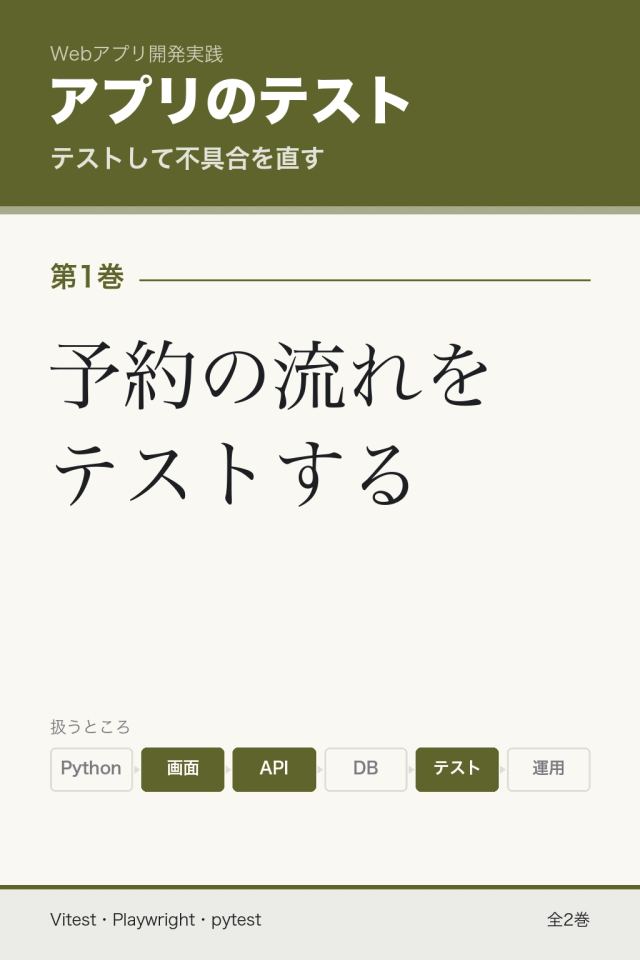 「アプリのテスト 予約の流れをテストする」の表紙