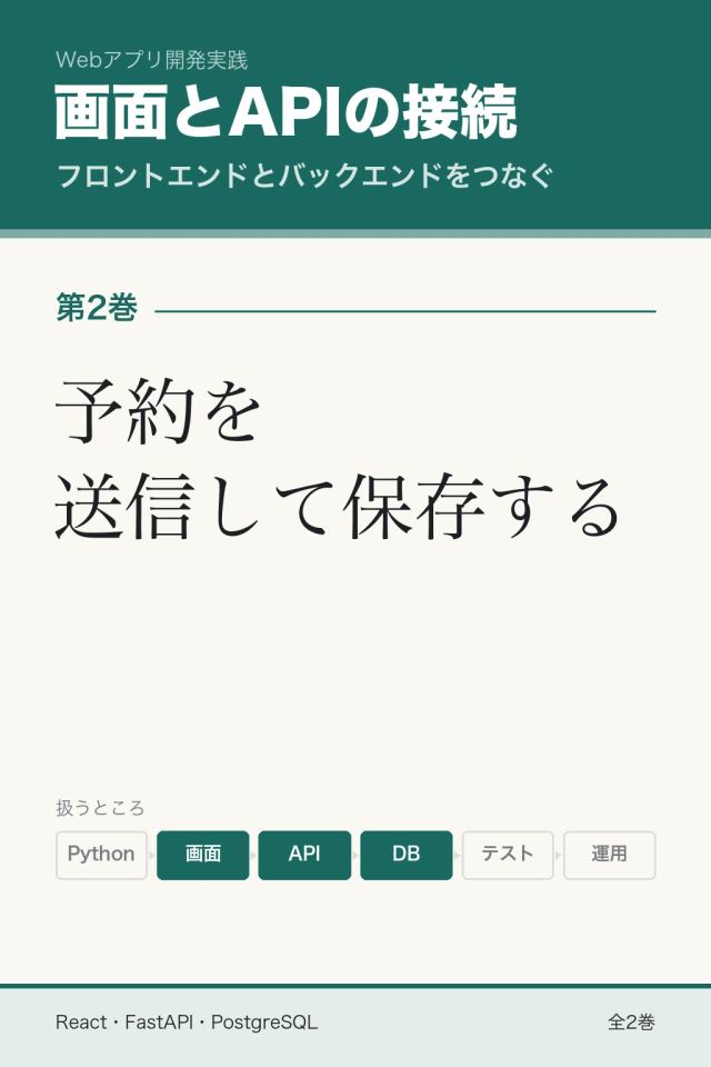 「画面とAPIの接続 予約を送信して保存する」の表紙