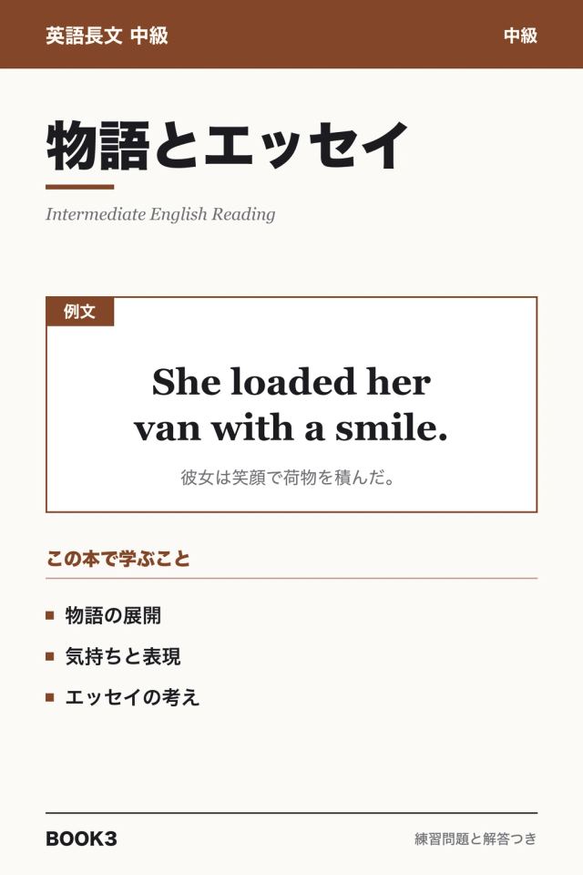 「英語長文中級 物語とエッセイ」の表紙